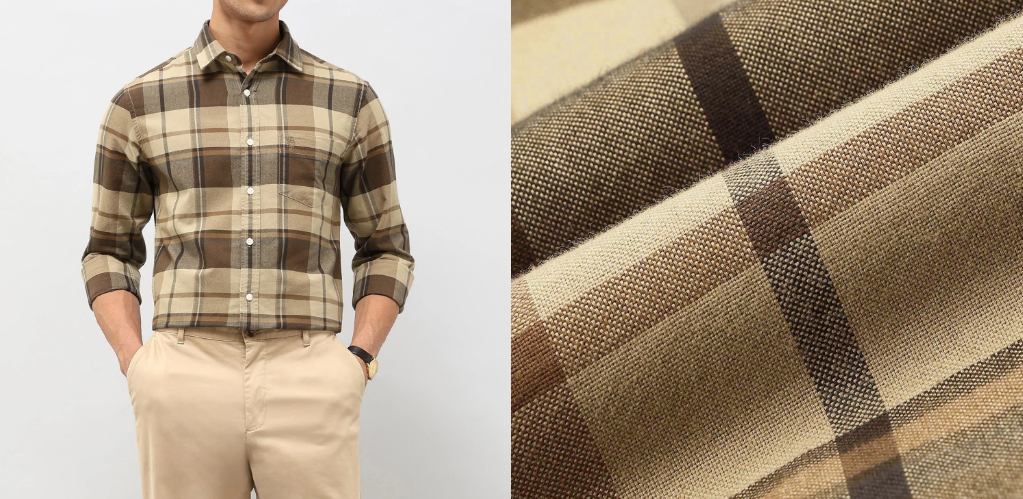 Checkered Flannel Shirt – Classic Beige & Brown Edition