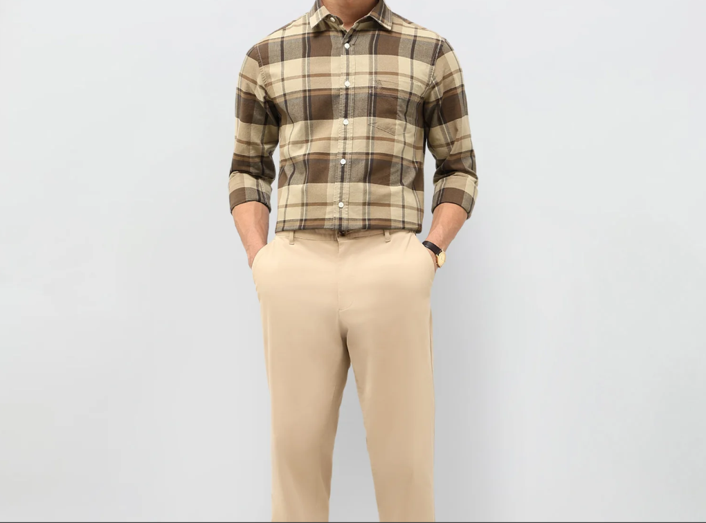 Checkered Flannel Shirt – Classic Beige & Brown Edition