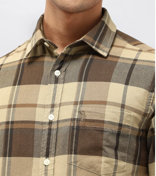 Checkered Flannel Shirt – Classic Beige & Brown Edition
